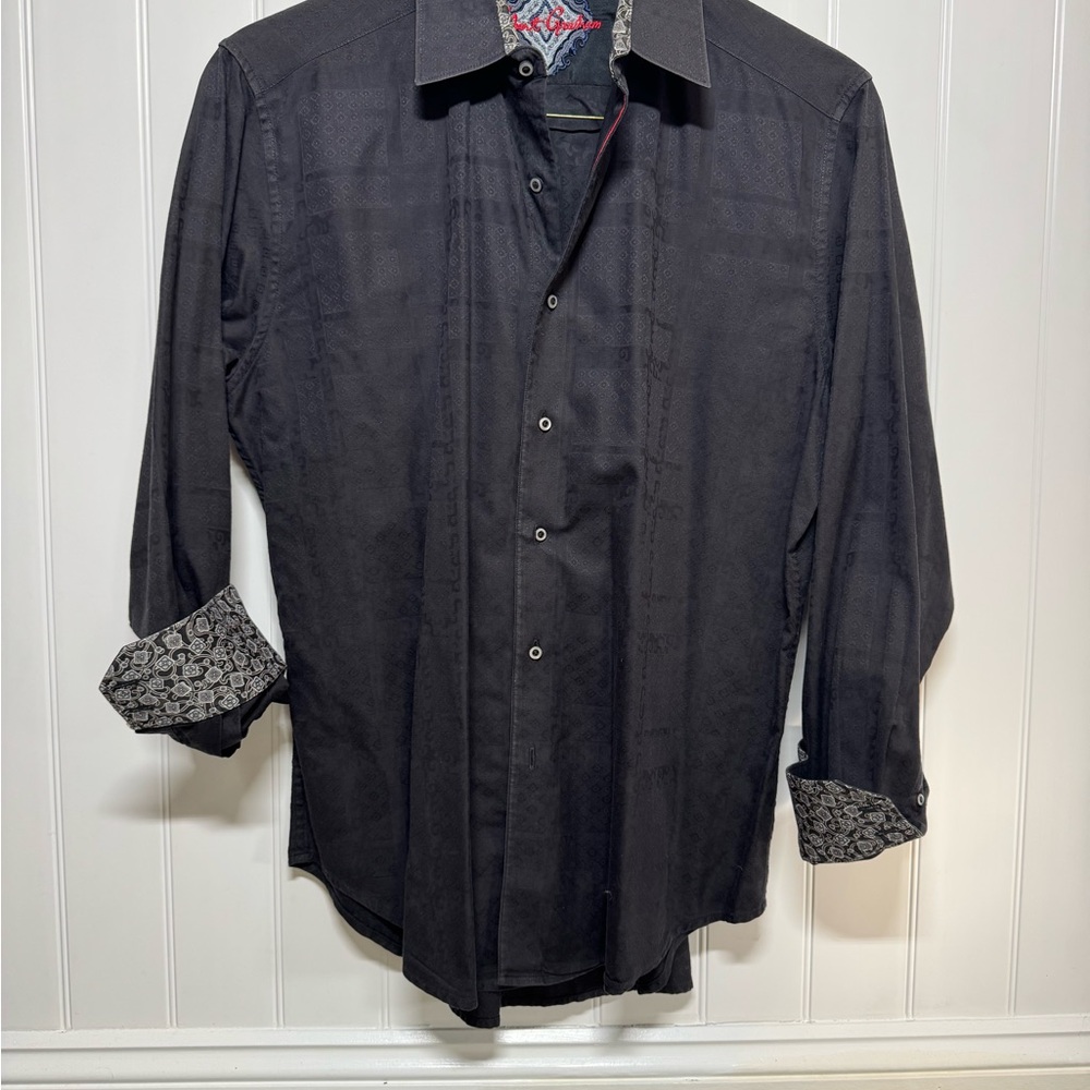 Robert Graham Black Patterned Button Down Shirt M… - image 5